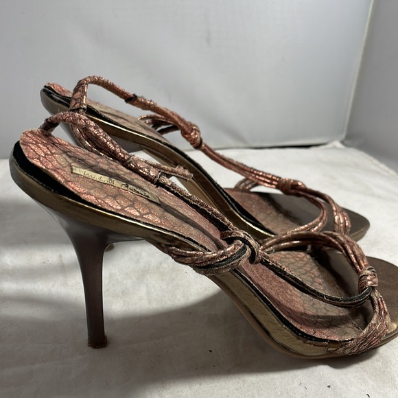 Michael Antonio Bronze Metalic Open toe knot slingback heels Size 9 - Picture 7 of 14